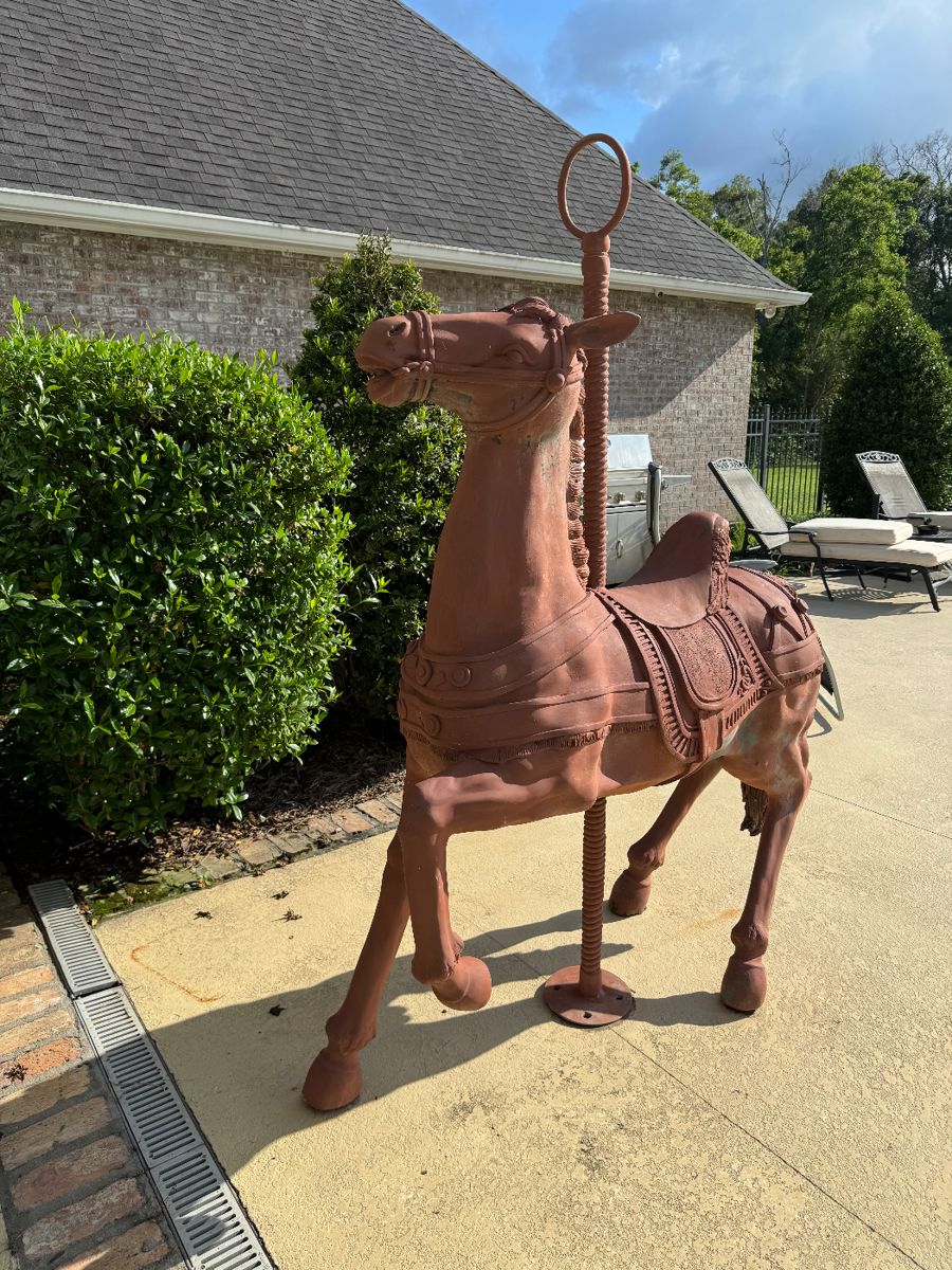 Cast aluminum carousel horse from New Orleans 