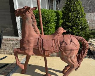 Cast aluminum carousel horse from New Orleans
