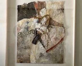 Detail of Karl Mann piece. He no longer does mixed media so this is one of only a few remaining for private sale. 