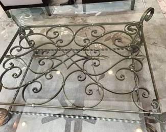 Detail of wrought iron pattern on table top