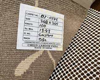 Label on 12 x 12 rug