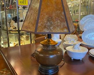 Vintage craftsman style hammered copper with mica shade was 695. now 345.