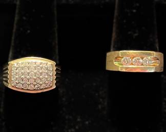 Ring on left 10 kt $1200. ring on right 14kt $950