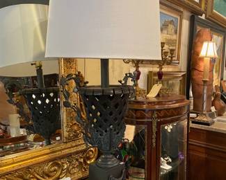 Beautiful meatal lamps- a pair