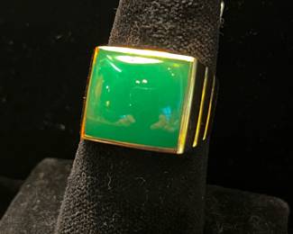 14 kt green quartz ring 950.