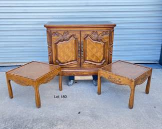 Buffet Table 2 End Tables With Rose Carvings