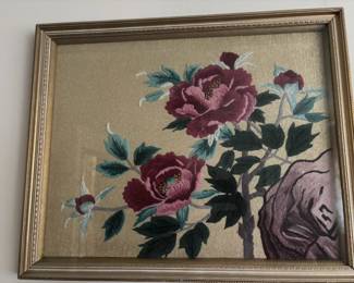 Framed Rose Themed Embroidery