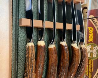 Set of 6 Bakelite Antler Steak Knives