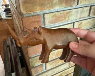 Hand Carved Teak Wood Rhinoceros