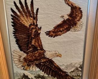 Framed "Eagles" Cross Stitch
