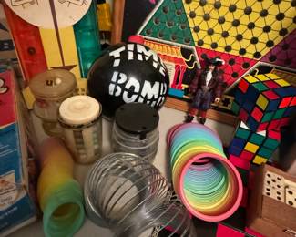 Milton Bradley Time Bomb Tic Tic Game, Slinkies, Rubik's cubes