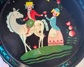 Dutch Countryside Masonware Round Metal Tray