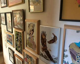 Assortment of Needlepoint, Yarn Embroidery, Cross Stitch