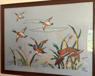Framed"Mallard Ducks" Embroidery