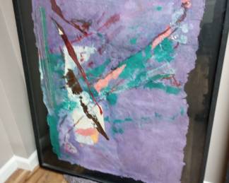 Contemporary Original Art by living American artist Marilyn Weiss, approximate size: 3' X 3', signed on back,