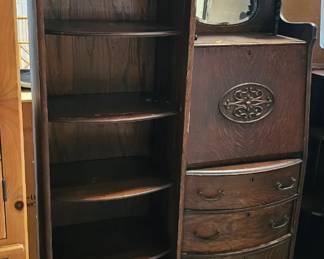 VINTAGE WOODEN SHELF / DESK WITH MIRROR
