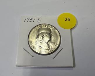 1951 S FRANKLIN SILVER HALF DOLLAR