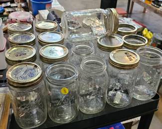 LOT OF GLASS CANNING JARS