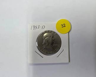 1953 D FRANKLIN SILVER HALF DOLLAR COIN