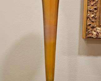 Large Tiffany Studios favril glass & bronze trumpet vase 