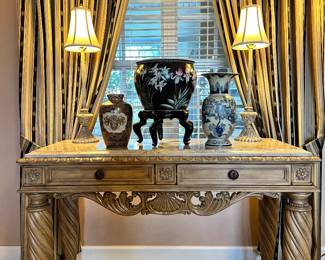 Ashley Furniture Millennium Console Table, 54" w x 22" d x 35.5" h,  $225.  Complete 4-Piece Set, $950