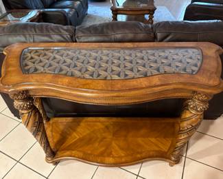 Haverty's Signature "Grand Cayman" Console Table, 55.75" w x 20.75" d x 34" h, $295.  Complete 4-Piece Set (includes pair of end tables), $785