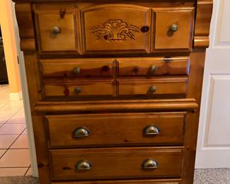 Chest of Drawers, 36" w x 17.75" d x 51" h, $150.  Guest Bedroom 5-Piece Suite, $750
