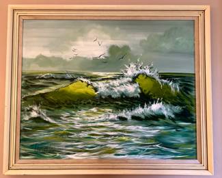 MCM Thomas Lee Vanguard Studios Seascape Painting, 35"w x 29"h, $395