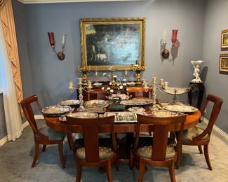 Dining table with 6 hairs $700 
Painting is  $700