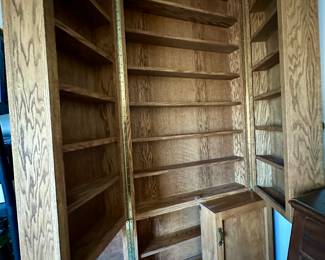 Oak Media Cabinet 7’5” x 3’ x 1’ closed Bring help to carry & load - Bid 6.  $150