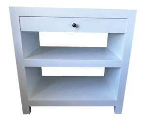 $510 USD     Sleek White Nightstand / Side Table JB240-16     Update any classic space with the modern lies of our Sleek Side table.  This sturdy storage solution features a beautiful soft gloss finish and is an ideal living room or bedroom piece. 
Dimensions: 29.5 x 17 x 30"H
Condition: Used in very good condition commensurate with age and use. 
Local pick up Lake Oswego, OR 97035.  Shipping suggestions available upon request.       https://goodbyhello.com/products/blue-locker-cabinet-table-bench-240-15-copy?_pos=7&_sid=9845e4c55&_ss=r