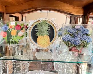 Peggy Karr Infused Glass, Tulips, Pineapple, Hydrangeas