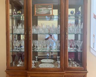 Thomasville Furniture Co. Display Cabinet,  Large Collection of Crystal