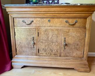 Thomasville Furniture Co. Burled Walnut  Buffet, solid wood with marble top