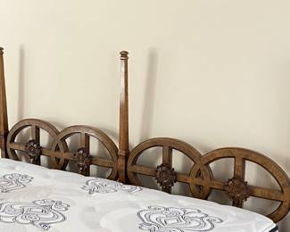 Vintage American of Martinsville Armoire Italian Neoclassical Tusan King Headboard and mattress