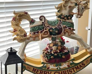 San Francisco Music Box Co, Large Rocking Horse,  Tin Lantern