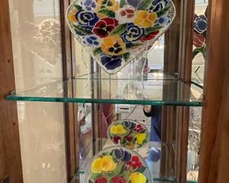 Peggy Karr Infused Glass Pansy Heart and Fruit