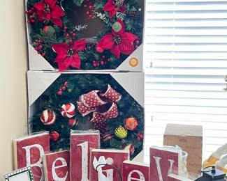 Nice Large Wreaths, Believe Letters, Christmas Ornament