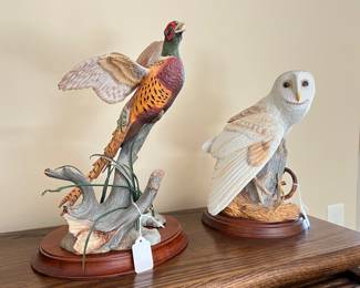Franklin Mint Barn Owl and The Ring Necked Pheasant