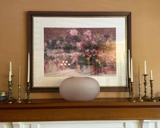 All the brass candlesticks and pink vase are sold.