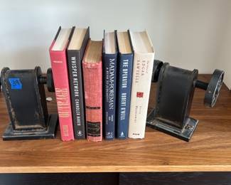 Industrial bookends and books