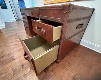 Fully wrapped leather desk (heavy bring help to move) 