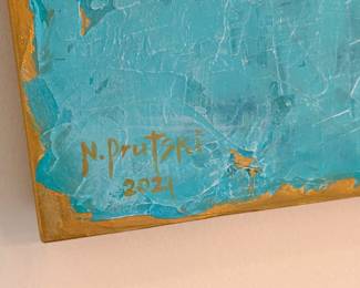 "Teal Breeze". Original abstract painting by Natalia Prutski