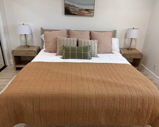 King bed and bedding. Mattress NOT for sale 