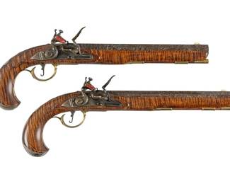 Pair of Custom Bill Shipman 1984 Dueling Flintlock Pistols