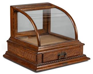 J.W. Winchester Oak Curved Glass Table Top Display Case
