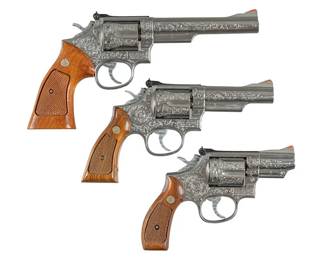  3 Custom Engraved Smith Wesson Model 66 Revolvers