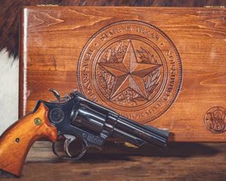 Cased Texas Ranger Commemorative Smith & Wesson 19-3 357 MAG Revolver. Marked: "Texas Rangers" on side of barrel; Texas Ranger Commemorative Commission badge engraved on frame