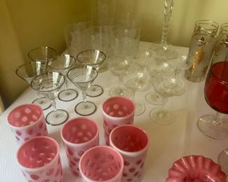 FENTON ART GLASS CRANBERRY OPALESCENT COIN DOT 