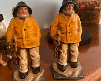 Old Salt Fisherman Bookends cast iron